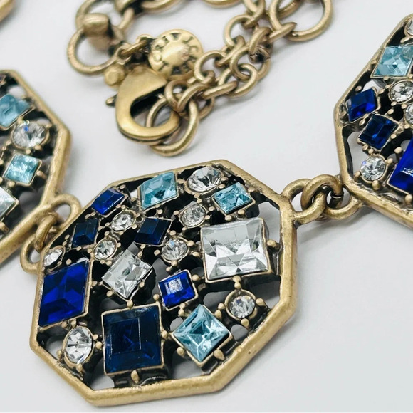 J. Crew Blue Mosaic Jeweled Medallions Necklace - Picture 3 of 3